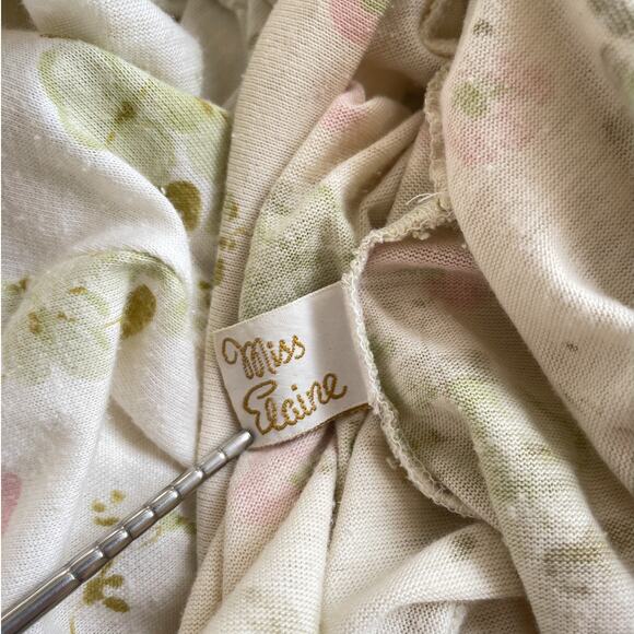 Vintage 70s Cream Jersey Floral Wrap Dress / Sz S / Neutral Maxi / Boho Hippie - Picture 9 of 11